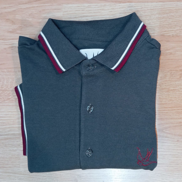 POLO GRIS DETALLE ROJO/BLANCO HTH