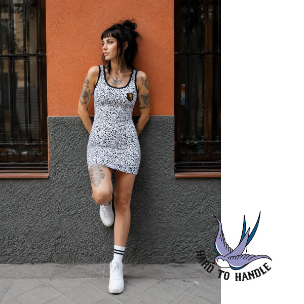 VESTIDO LEOPARDO BLANCO Y NEGRO HTH